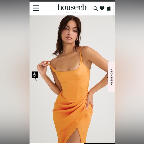 HOUSE OF CB BIANCA New Tangerine Orange Satin Corset Midi Dress XS Regular Cup - Picture 6 of 10
